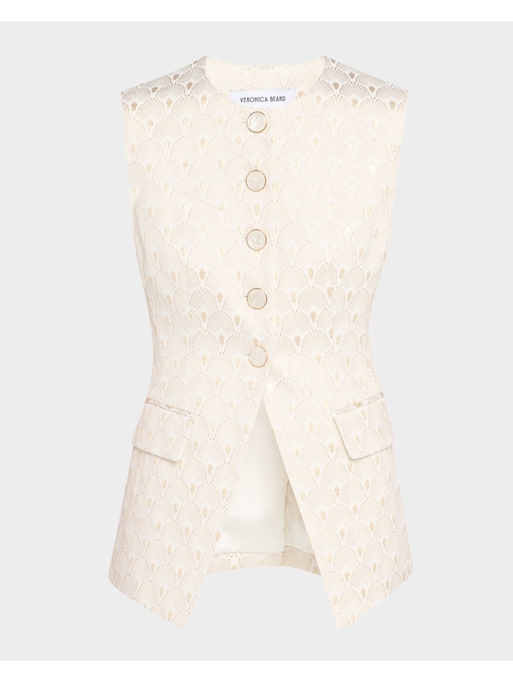 Veronica Beard Cream Lace Button Vest